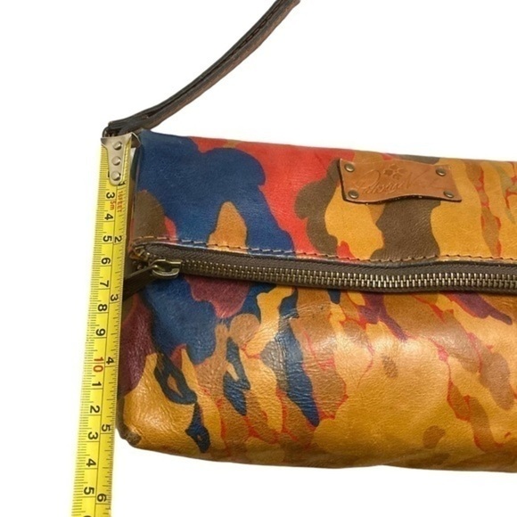 Patricia nash brown painted leather wristlet clutch bag